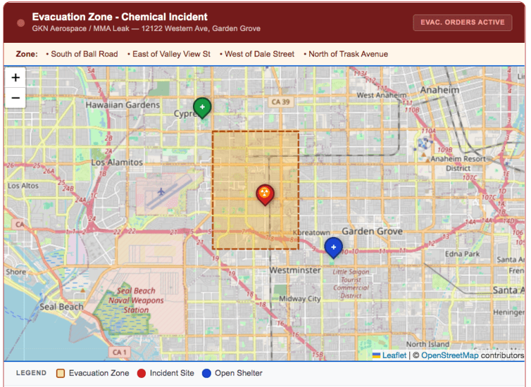 Chemical spill evacuation area expanded