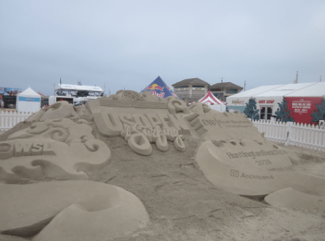 Giant sand sculpture highlights US Open of Surfing’s epic waves